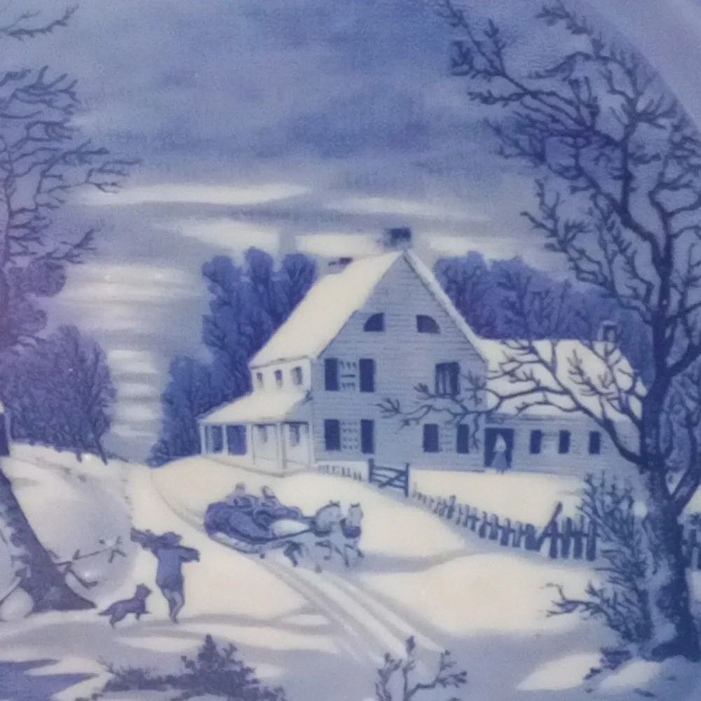 The homestead in winter decorative plate by Currier and Ives